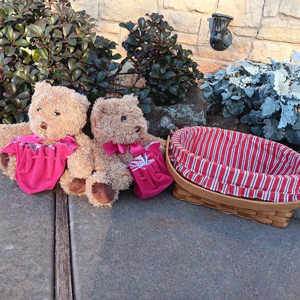 Valentine's Day plush bears basket bundle